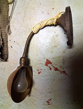 Eagle 1920s Art Deco Antique Metal Gooseneck Wall Sconce, Brown, Rewired picture