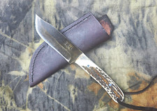 R&A Custom Handmade Fixed Blade Hunting Knife Elk Horn Handle picture