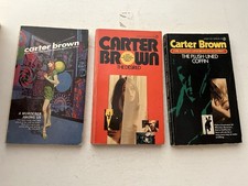 CARTER BROWN Vintage PB Lot 3 Plush Lined Coffin The Desired Murderer Among Us picture