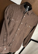 Magellan Pecos Ridge Brown Denim Pearl Snap Western SHIRT Mens L Large Outdoor picture