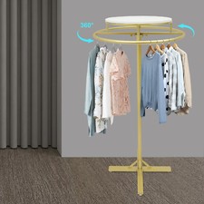 Round Rotating Clothing Rack Gold Retail Garment Display Rack Hanging Rack picture