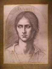 Portrait of the young King David ORIGINAL Hand Drawing Museum Quality picture