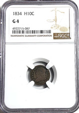 1834 Silver Capped Bust Half Dime H10C - NGC G4 - Early Date picture