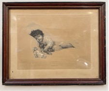Antique 1907 Bessie Pease Gutmann The New Love Print Gutmann & Gutmann Framed picture