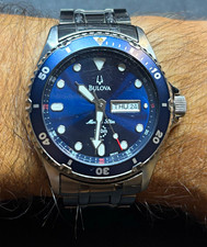 Bulova Marine Star Blue Dial Quartz 200m Diver Day/Date Steel Bracelet picture