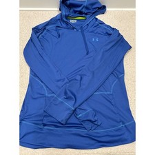 Under Armour HeatGear Green Hoodie Mens XL Blue Recycled Polyester Thumbholes picture