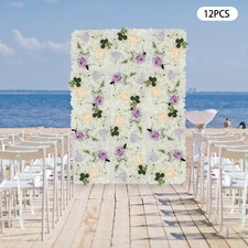 3D Flower Wall Panel-12pcs Artificial Flower Wall Background Silk Rose Wedding picture