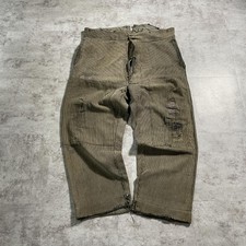1930s-1940s Men's Moss Green Cotton Pique Work Pants Patchwork Needle Cinch Back picture
