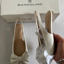 Bandolino Simona Women's Pointed Toe Bow Slingback Flats in White picture