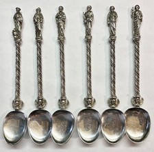 Six antique silver Apostle spoons, Italy, 5 in., cast figural finials of saints picture