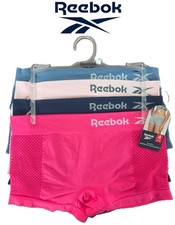 REEBOK Women Stretch Performance Relax Waistband tag Free 4Pk Seamless Boyshorts picture