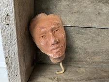 Vintage Hand Sculpted Head Unglazed Terracotta Face Sculpture, 1940s Harvard Art picture