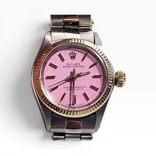 Rolex Oyster Perpetual Lady 26 mm Candy Pink Dial Two Tone Watch 6618 Circa 1970 picture