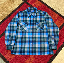 Vintage 70s Pendleton Men's Plaid Wool Flannel Long Sleeve Button Up Shirt  picture
