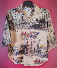CHIARA Women's Safari Egyptian Pyramids Animal Print Pullover Vintage Blouse picture