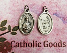 Saint St. Gemma Galgani / Pray for Us - Italian Silver Oxidized 1 inch Medal  picture