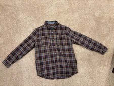 Buffalo David Bitton Men’s L Brown/Gray Plaid Lined Button Front Jacket picture
