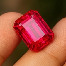 Natural Certified Burmese Red Ruby Emerald Cut 10.25 Ct Loose Certified Gemstone picture