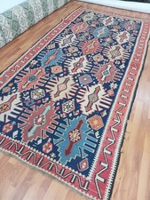 Antique Azerbaijan Kuba Rug Geometric Deformed Runner Rug 150 Years Old Rug g picture