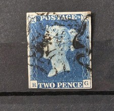 GB QUEEN VICTORIA SG 5 2D BLUE, 3 MARGIN, BLACK MALTESE CROSS CANCEL  picture
