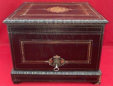 Napoleon III 19th century blackened wood brass mother-of-pearl key liqueur cellar box picture