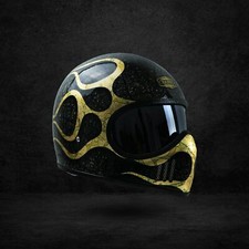 SALE VINTAGE CUSTOM HELMET ORION FLAMES GOLD FOR BOBBER CHOPPER MOTORCYCLE picture