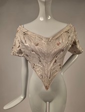 ELEGANT MID 19TH C 1850’S FLORAL SILK MOIRE BALL GOWN BODICE W DRAWSTRING TOP picture