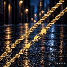 14K Yellow Gold Plated Rope Chain Necklace 2.5mm 20