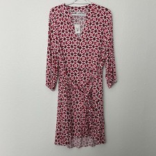 Cato Red White Black Floral Knee-length Dress XLarge button Front Tie Waist NEW picture