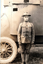 WWI Armored Car Army Soldier Infantry Real Photo Postcard RPPC  picture