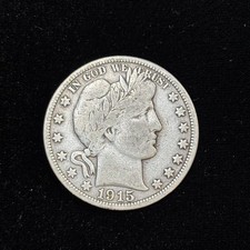 1915 Barber Half Dollar Fine|Last Year of Series|Key Date 138K|90% Silver|#301 picture