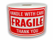 3X5, HANDLE WITH CARE FRAGILE THANK YOU, 500 labels per roll, 1-12 Rolls picture