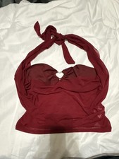 SHEIN ICON Halter Mesh Rhinestone Heart Tank Top Size S Burgundy picture