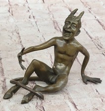 Art Nouveau Hot Cast male Satyr Bronze Sculpture by Milo Nude Statue Figurine picture