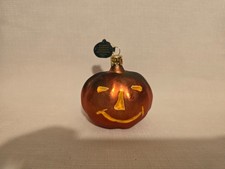 Christborn Halloween Glass Carved Face Pumpkin Ornament Germany Bavaria New picture