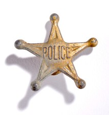 Vtg 1920's Premium Cracker Jack Prize Police Star Badge Stud or Lapel Button picture