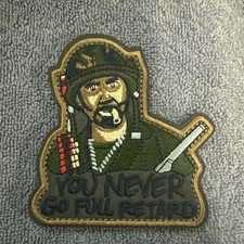 TROPIC THUNDER YOU NEVER GO FULL RETARD 3x3 Embroidered Morale Patch Brand New picture