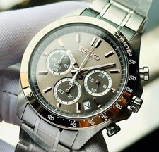 Seiko Spirit Chronograph SBTR026 Brown Dial Stainless Steel Men's Watch NEW picture