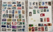 1950s-1960s U.S. STAMPS LOT ALBUM PAGE FLAGS, EDUCATION, POLITICS & MORE picture