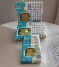 Vtg 60s 70s JC Penny's No Iron Muslin Double Bed Sheet Set Gingham Blue NOS picture