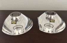 Vintage Hoya Museum Crystal Candlestick Single Candle Holder Set of 2 Japan picture