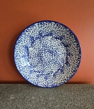 Serving Bowl Crate & Barrel Italy Vintage Cobalt Blue Spongeware Ceramic 12