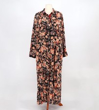 CHICO'S Floral Maxi Shirt Dress in Orange & Black Size 4/US 20 picture