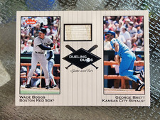 2002 Fleer Greats Dueling Duos George Brett Wade Boggs Game Used Bat Relic picture