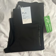 FLX Women’s Black High-Rise Skinny Compression Leggings Zip Pocket Size M picture