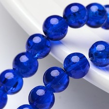 130pcs Blue Crackle Glass Beads Round 6mm Spacer Beads for Bracelet Necklace DIY picture
