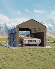 10'X15'X9' Metal Carport Enclosed Car Port with Heavy Duty Steel Frame 220g Tarp picture