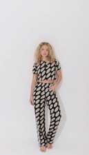 Adidas Originals Marimekko Women's Black and Beige Patterned Track Pants, Size M picture