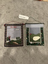 2 Vintage Windham Weavers 19TH Hole embroidered golf house yard flag picture
