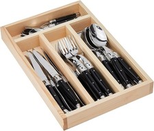 Jean Dubost Laguiole 24-Piece Everyday Flatware Set, Black Handles - picture